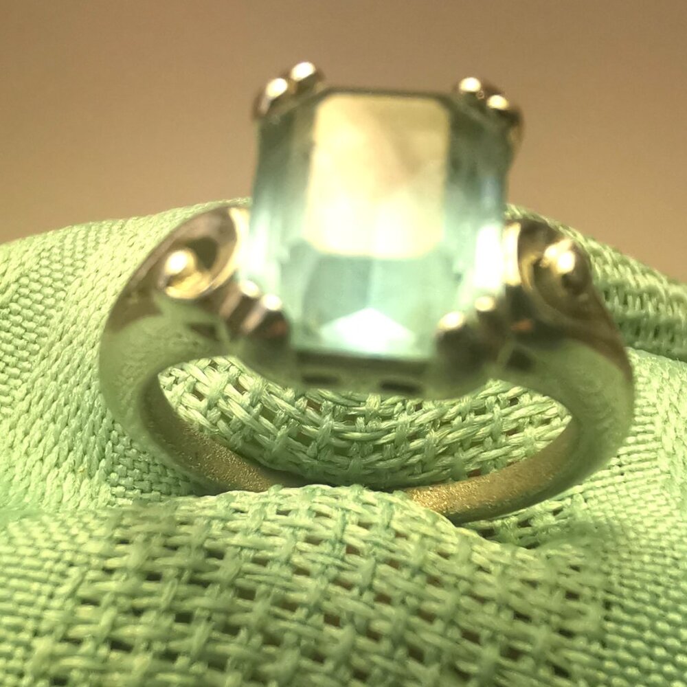 1981 Avon BLUE ICE Ring Size 6.5 - Emerald Cut Aquamarine Style